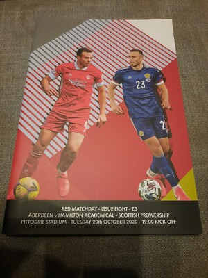 4 signiert auf einem Aberdeen V Hamilton schottisches Fußballprogramm 2020/21