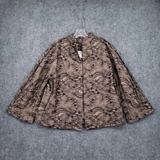 Chicos Jacket Womens 2 US L Large Black Lace Embellished Mandarin Overlay Lined
