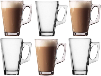 AL-FAHMI 2 bicchieri da latte da 240 ml tazze da tè calde e caffè resistenti alla temperatura di cioccolata calda cappuccino macchiato espresso bevande calde tazze con manico