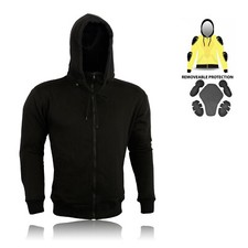MENS FLEECE HOODIE MADE WITH KEVLAR REMOVABLE ARMOR MOTORBIKE MOTORCYCLE JACKET