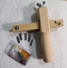 LEATHER Strip_Strap Cutter WOODEN TOOL w/ 6 BLADES for Bracelets Belts Collars 