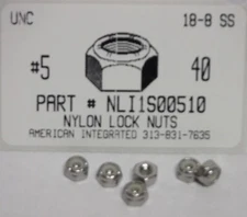 #5-40 Nylon Insert Lock Nuts 18-8 Stainless Steel (50)