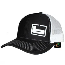 NEW BANDED GEAR TRUCKER CAP HAT BLACK WHITE W/ "b" SIDE LOGO ADJUSTABLE