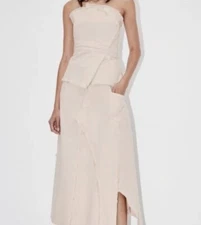 Zara The Asymmetric Bustier In Sand Crop Top Blogger Fav 90s Y2k Women XS 6840