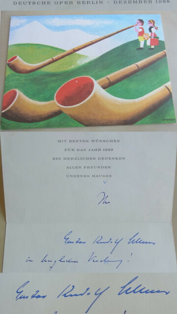 Opera Director Rudolf SELLNER (1905-1990): Card for the New Year 1969 GERMAN OPERA- Opera Director Rudolf SELLNER (1905-1990): Card for the New Year 1969 GERMAN OPERA-