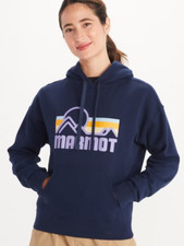 NWT Marmot Women's Sz S Costal Fleece Pullover Graphic Hoodie Sweatshirt Navy