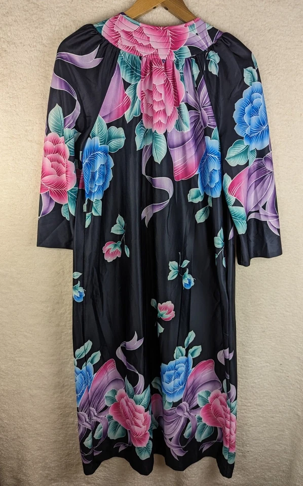 Vestido De Colección Poli Floral Casa Un Bolsillo Tigre Lirio Raro Mod Hippie Cremallera CERRAR Foto 4 de 4