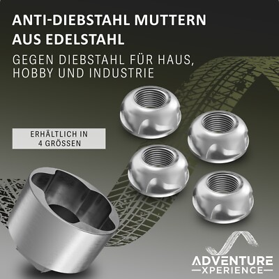 EDELSTAHL Anti-Diebstahl Muttern Sicherheitsmutter ''Stern'' V2A M6 M8 M10 M12