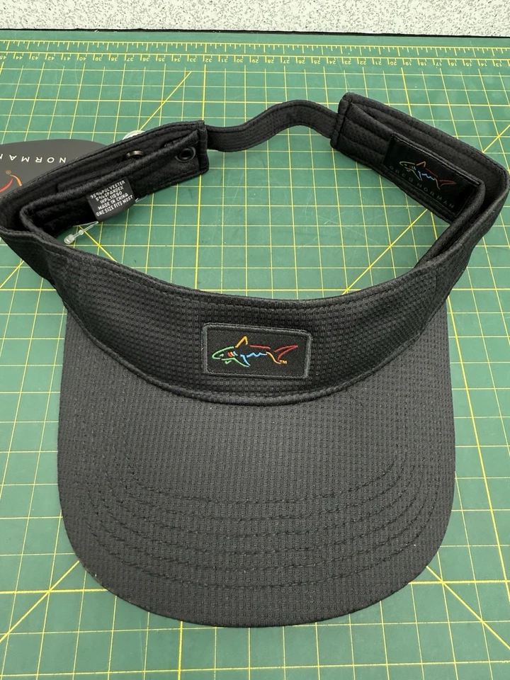 Viseira solar preta Greg Norman com logotipo bordado de tubarão - Boné de golfe NOVO! - Imagem 2 de 4