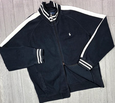 Vintage Polo Ralph Lauren 2XL Black Tan Varsity Track Jacket Full Zip Mock Neck