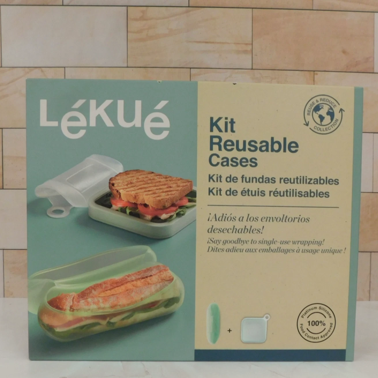 Lekue Eco-Friendly Sandwich and Baguette Silicone Storage Case Set - New