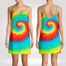 Alice + Olivia Emmie Swirl Rainbow Tie Dye Slip Mini Dress Multicolor Summer XS