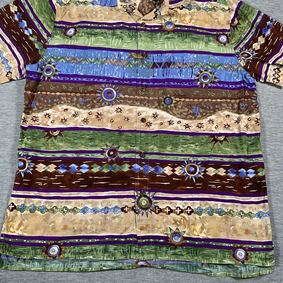 Territory Ahead Shirt Mens Large Multicolor Southwestern Aztec Short Sleeve - Image 3 of 4