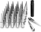 32Pcs 14x1.5 Spike Lug Nuts Chrome 4.5" w/ Key For Ram 2500 3500 Ford F250 F350