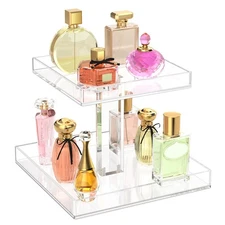 2-Tier Acrylic Bathroom Organizer - Perfume Tray for Dresser & Countertop