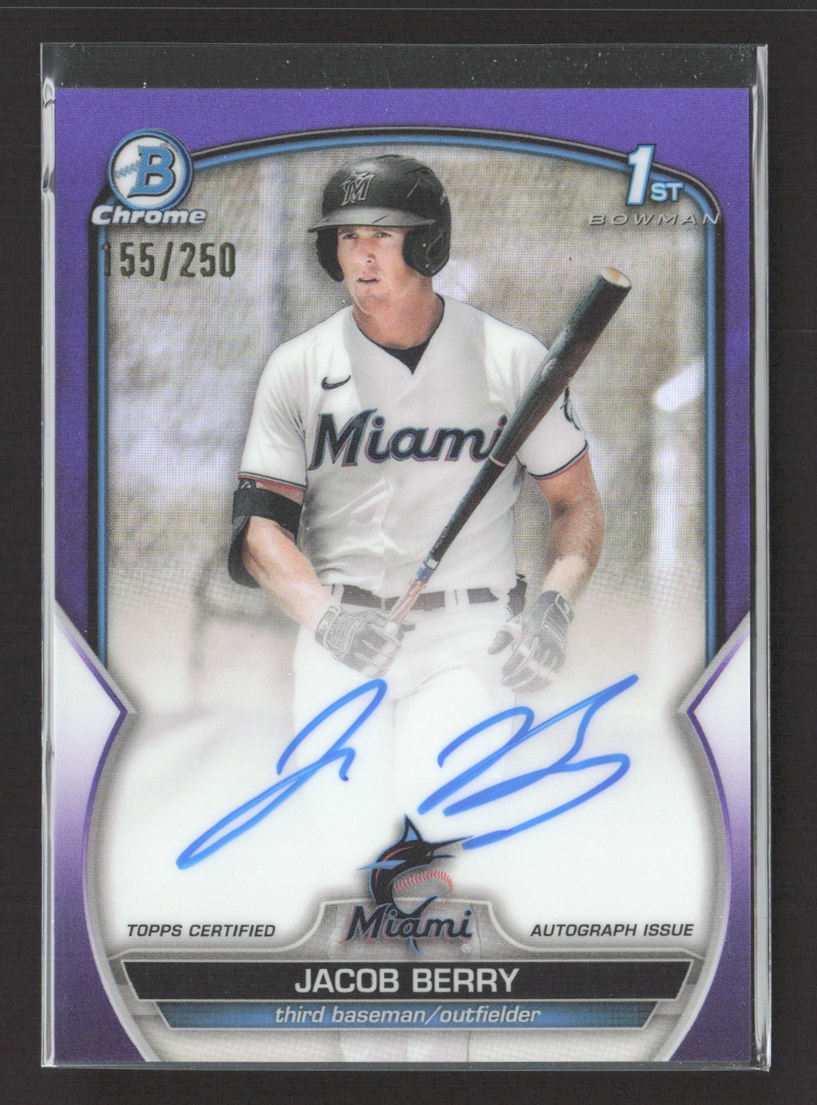 2023 Bowman Chrome Jacob Berry 1st Purple Refractor Auto /250 #CPA-JB