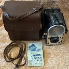 Spartus Press Flash Vintage Camera Black Model Press Flash with Case and Manual