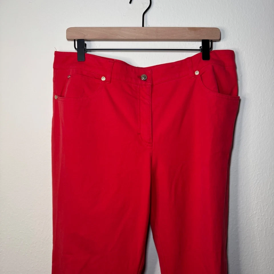 Escada Wide Leg Jeans Women's Size 44 Red Denim Contemporary - Image 2 of 4