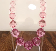 M&J Trimming necklace ombre magenta pink beads graduated faceted adjustable