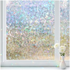Window Privacy Film Rainbow Film Stained Glass Window Clings, 3D Decorative U...