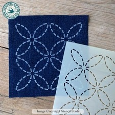 Sashiko STENCIL 'Flower Circles' 016 Template, Slow Stitching, Visible Mending