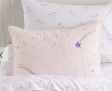 NWT Pottery Barn Kids Rainbow Unicorn Embroidered Quilted Sham Pink STANDARD