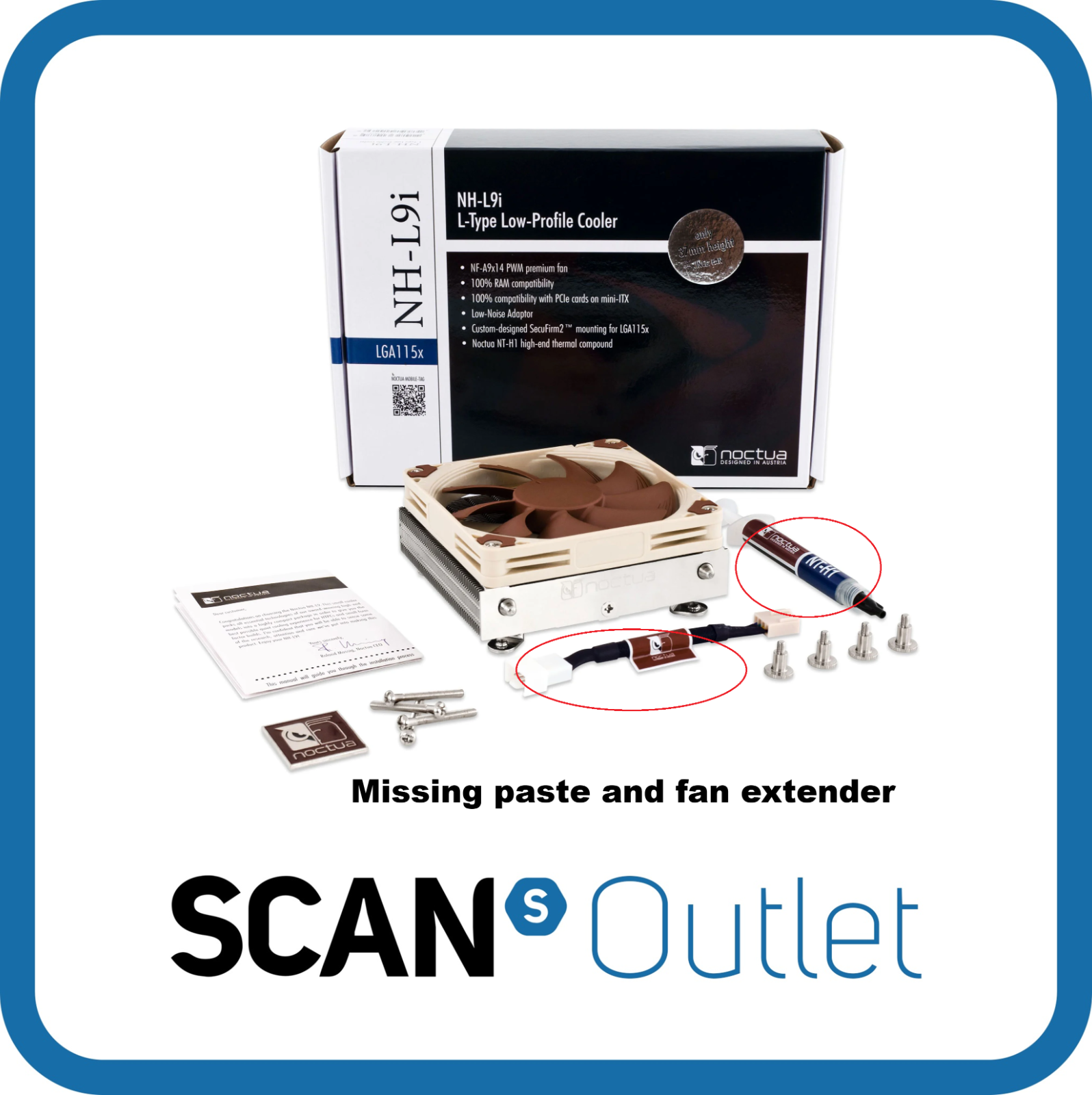 Noctua NH-L9i Low Profile CPU Cooler, 1x 92mm PWM Fan, Quiet, Intel Only