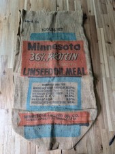 Vintage Minnesota Linseed Oil Co. Burlap Seed Sack, Empty Bag, Rare Hard To Find