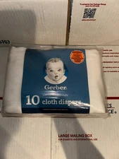 Gerber White Prefold Birdseye 3-Ply Cloth Diapers 10 Cloth Diapers new fast ship