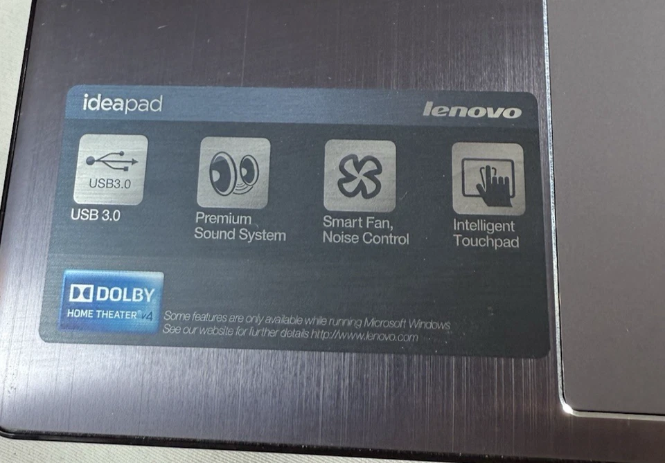 联想 IdeaPad Z580 便携式电脑 - 无电源线,未经测试适用于零件或维修 — 第 3/4 张图片