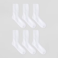 Men's Odor Resistant Socks 6pk - White- 6-12