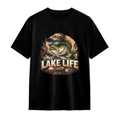 LAKE LIFE Fishing Graphic T-Shirt Short Sleeve for Angler Outdoor Enthusiasts