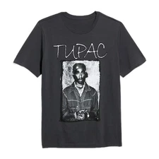 New 2Pac Tupac Shakur Mens Large Hip Hop Black Cotton Tee Shirt