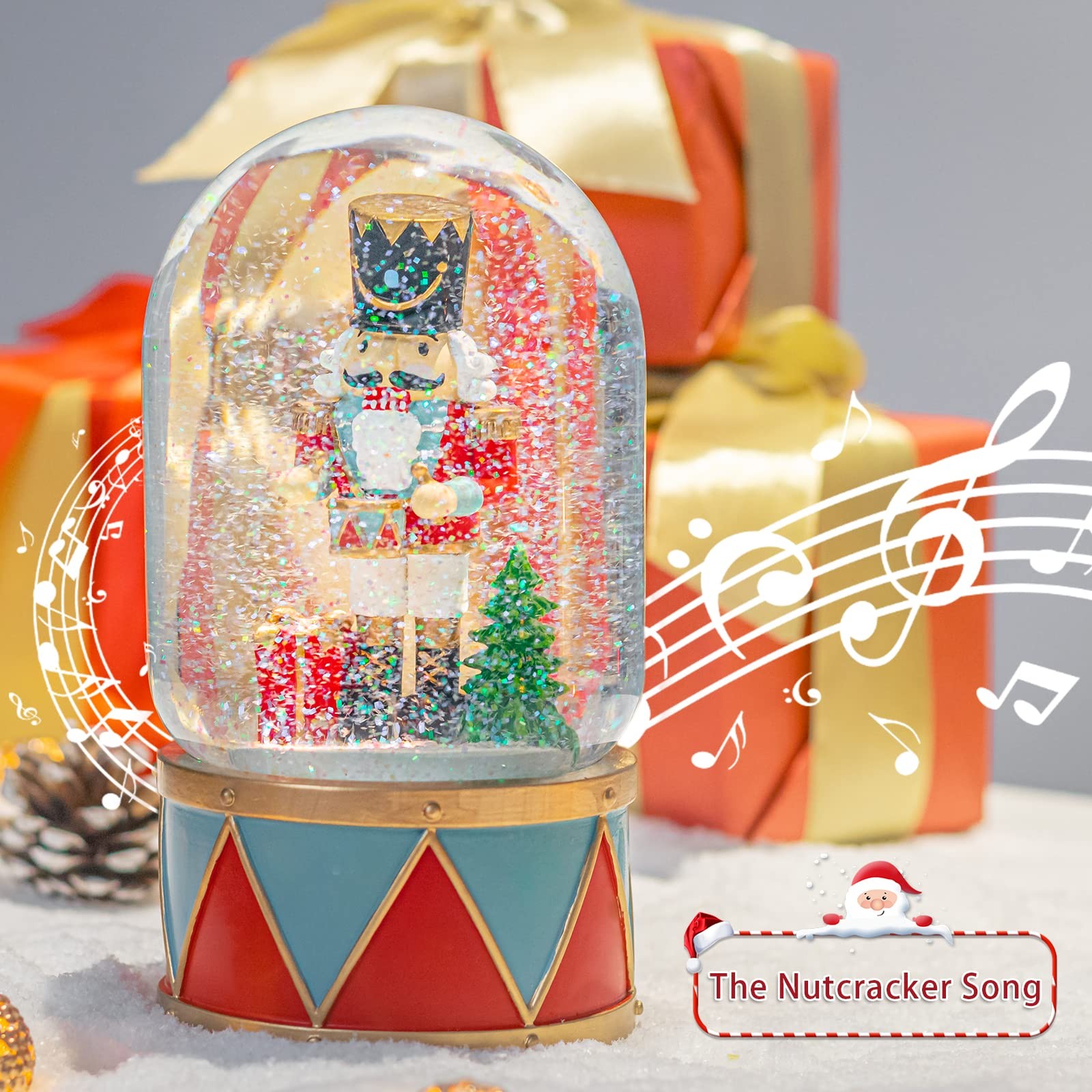 Christmas Snow Globes, Nutcracker Snow Globes with Music Lighted Swirling Gli...