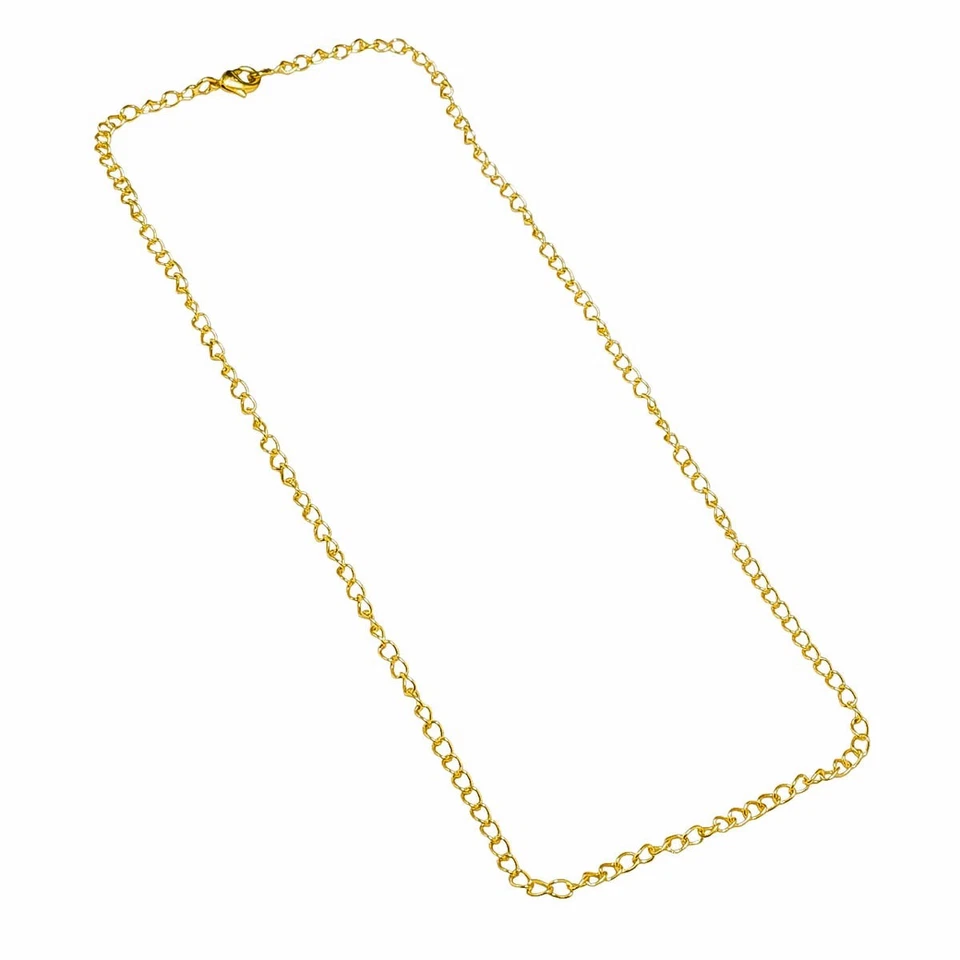 Collar de cadena de eslabones lisos de oro amarillo de 18k con broche de garra de langosta regalo unisex Foto 4 de 4