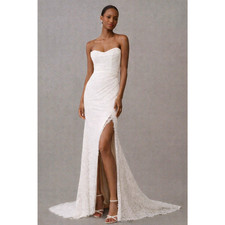 Jenny Yoo Dove Anthropologie Lace Wedding Dress Size 14 Strapless Corset Gown