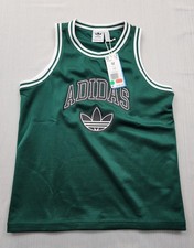 New Adidas Originals Jersey Boys Youth Size Medium Mesh Tank Retro Dark Green