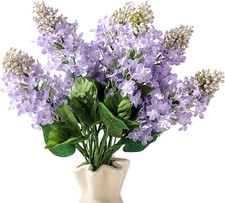 10 Pcs Artificial Lilac Flowers 24 Inch Purple Faux Silk Floral Stems Vase Decor