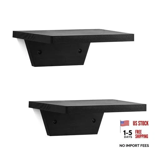 Small Floating Shelves,Speaker Shelf,Trapezoid Wall Shelf for Set of 2 Black