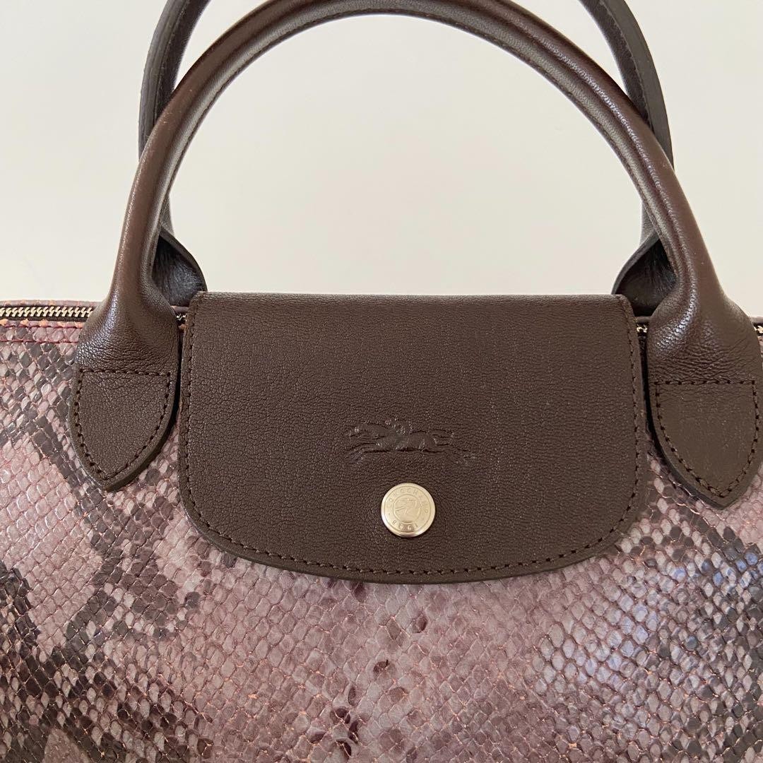 Longchamp Le Pliage Python Pattern Tote Bag Brown… - image 11