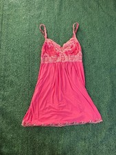 Soma Womens Pink Lace Trim Babydoll Slip Dress Lingerie Coquette Fairy Y2K Sz M