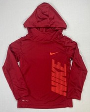 Boy's Little Youth Nike Dry Dri-Fit Polyester Long Sleeve Hooded Shirt Size 4