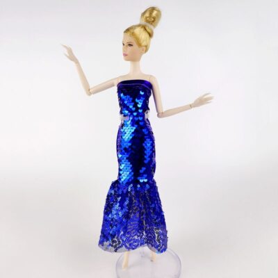 sequin dress toy Royalblue Silver Handmade For 11.5