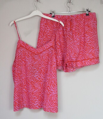 Lazy Loft Luxus bedrucktes Cami/Shorts rosa Tiermotiv Gr. 12 14 16 - neu