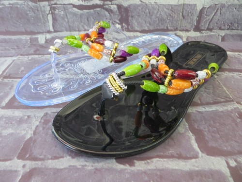 ANN MORE GAINESVILLE Jelly perizoma Sandalo Donna Jelly Scarpe Gelatina Perline Flop - Foto 5 di 10