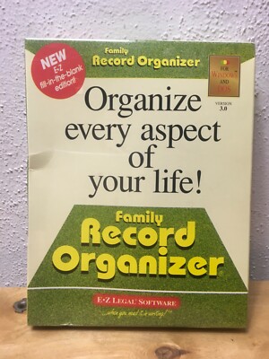 Vintage Family Record Organizer Windows PC Software 3.5'' Floppy Discs EZ Lega#15