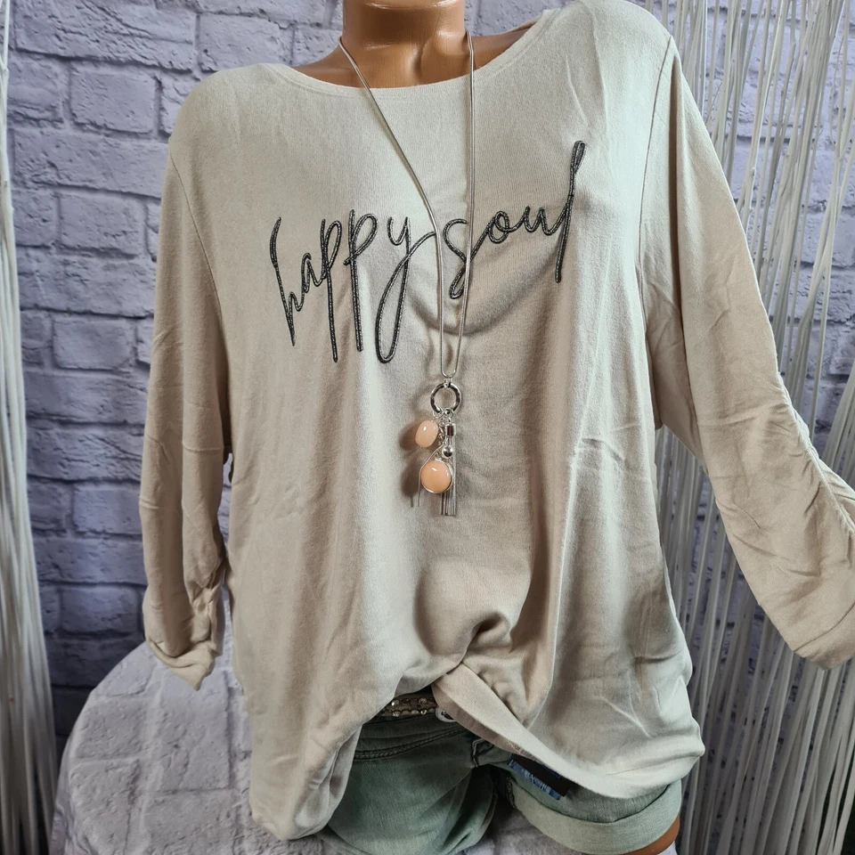 Bluse Shirt Tunika Tom Tailor grau Aufdruck 3/4 Ärmel Damen (0 887) NEU - Bild 2 von 4