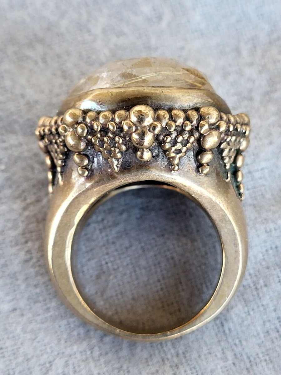 Vintage Stephen Dweck Bronze and Rutilated Quartz Large Statement