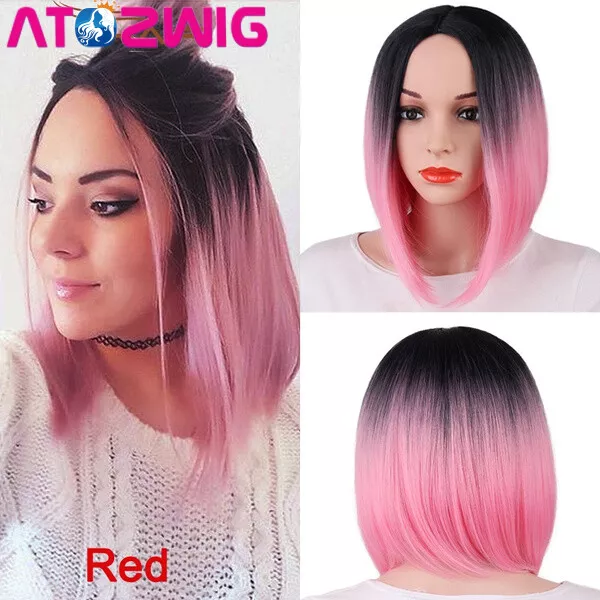 Pink wig with black roots cheap