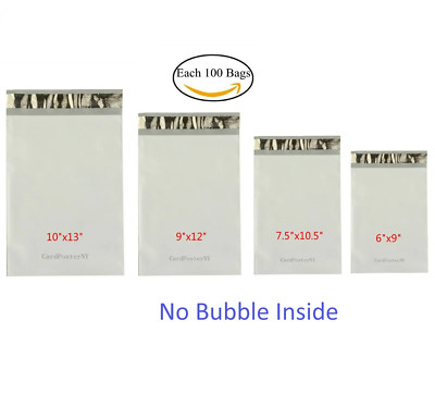 Poly Mailers Shipping Bags Combo Pack - 50 Bags In 6x9, 10x13, 12x15.5 + 25 Envelopes 7.5x10.5